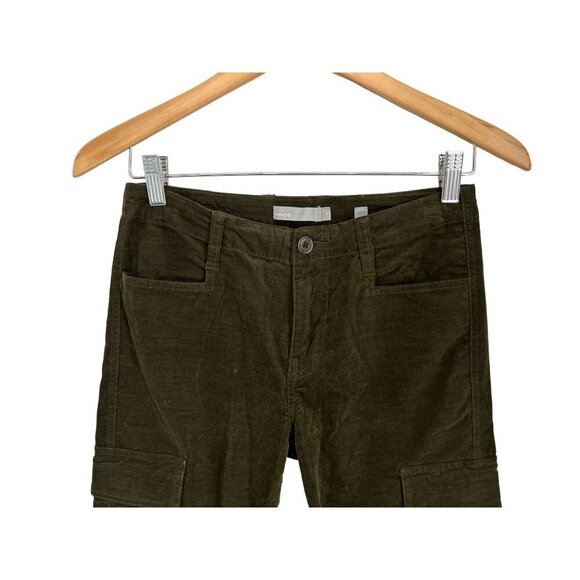 Vince Skinny Corduroy Cargo Pants Cotton Dark Green Pockets Size 0 - Picture 3 of 11